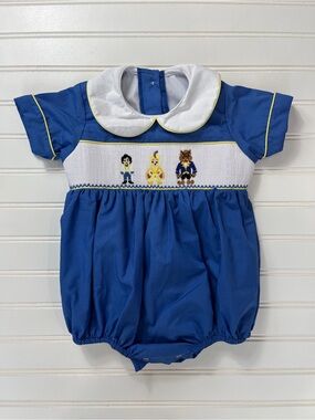 Royal Blue Smocked Peter-Collar Baby One-Piece